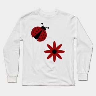 cute ladybug red flower Long Sleeve T-Shirt